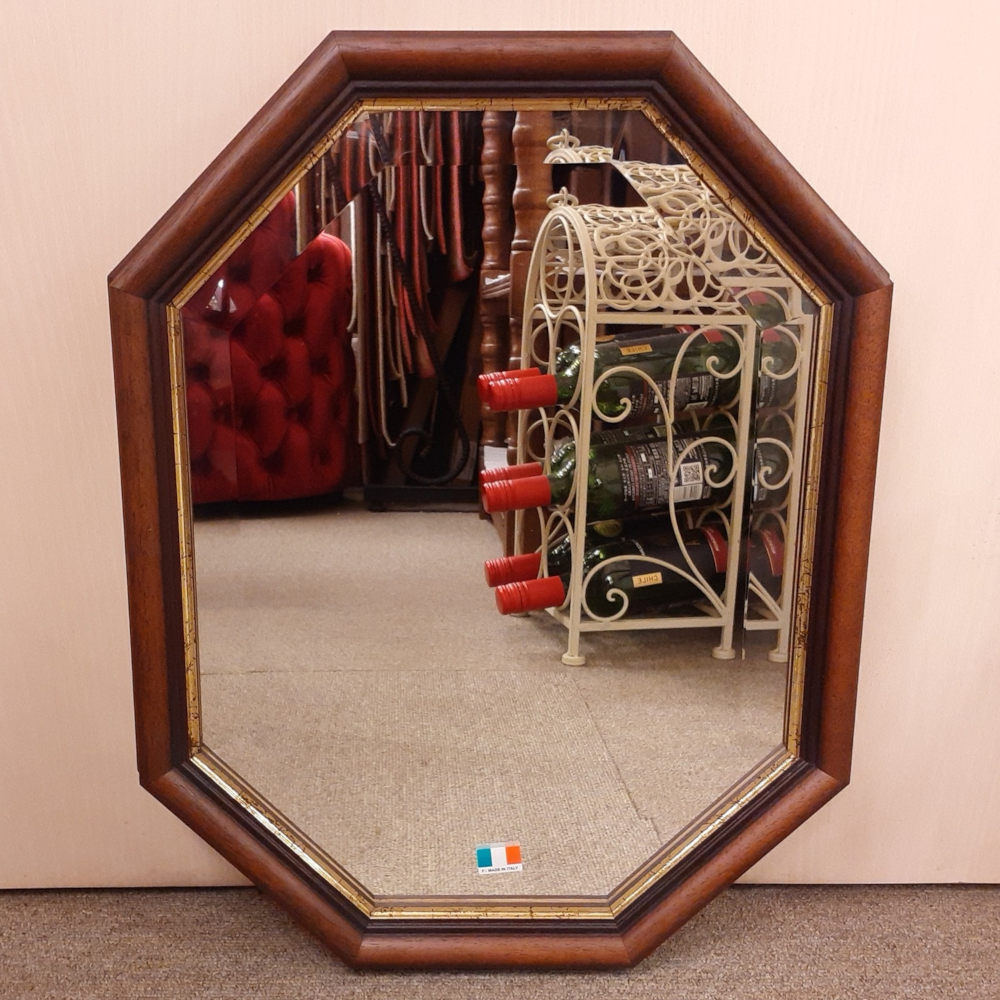 ウォールミラー ミラー おしゃれ 鏡 壁掛け鏡 木製 アンティーク仕上げ ミラー 八角形鏡 イタリア製 ベルトーチ BERTOZZI 808059