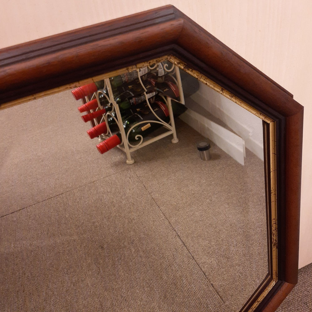 ウォールミラー ミラー おしゃれ 鏡 壁掛け鏡 木製 アンティーク仕上げ ミラー 八角形鏡 イタリア製 ベルトーチ BERTOZZI 808059