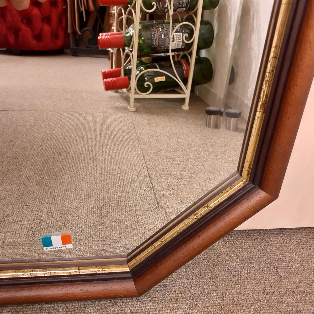 ウォールミラー ミラー おしゃれ 鏡 壁掛け鏡 木製 アンティーク仕上げ ミラー 八角形鏡 イタリア製 ベルトーチ BERTOZZI 808059