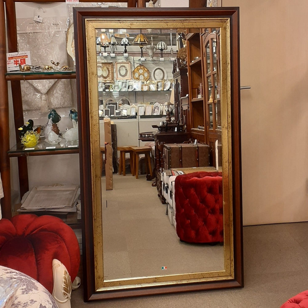 ウォールミラー 姿見 特大ミラー 縦横可 おしゃれ 鏡 壁掛け ゴールド 木製 アンティーク仕上げ ミラー 長方形鏡 イタリア製 ベルトーチ BERTOZZI 80806262