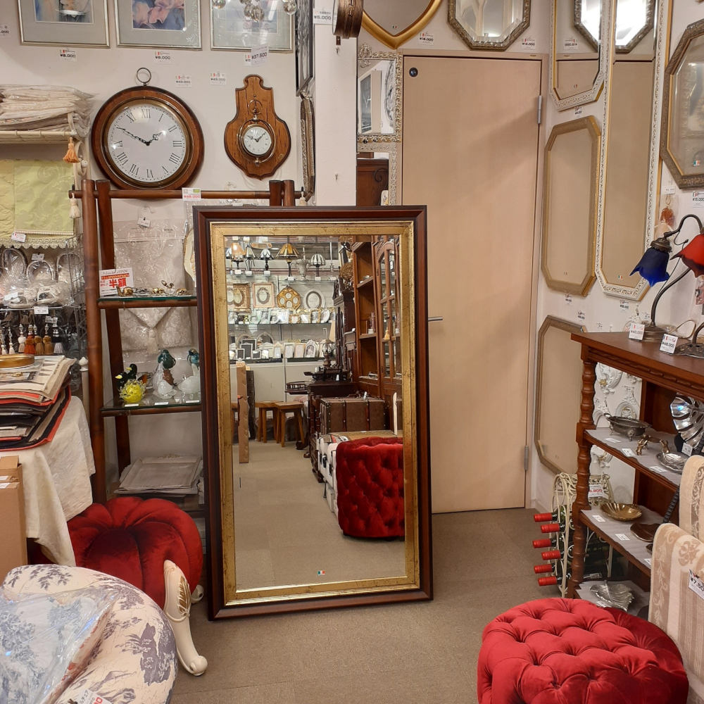 ウォールミラー 姿見 特大ミラー 縦横可 おしゃれ 鏡 壁掛け ゴールド 木製 アンティーク仕上げ ミラー 長方形鏡 イタリア製 ベルトーチ BERTOZZI 80806262