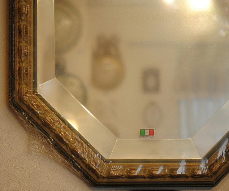 ウォールミラー おしゃれ 鏡 壁掛け 八角形 隅切り 木製 アンティーク イタリア製 ベルトーチ BERTOZZI 808223