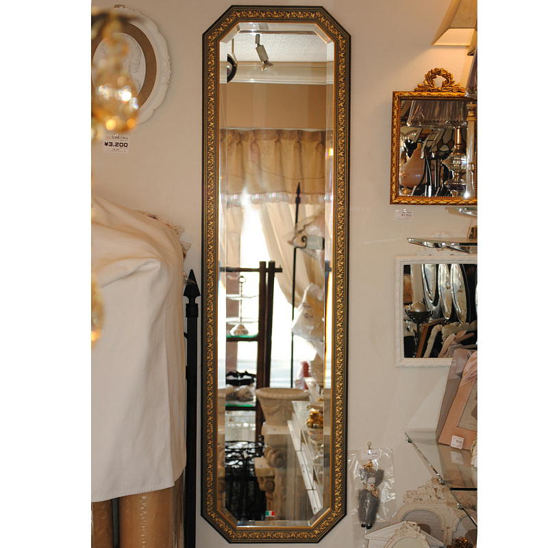 姿見 ウォールミラー おしゃれ 鏡 壁掛け 八角形 木製 イタリアンブルー 緑 ミラー OT アンティーク イタリア製 ベルトーチ BERTOZZI 808407