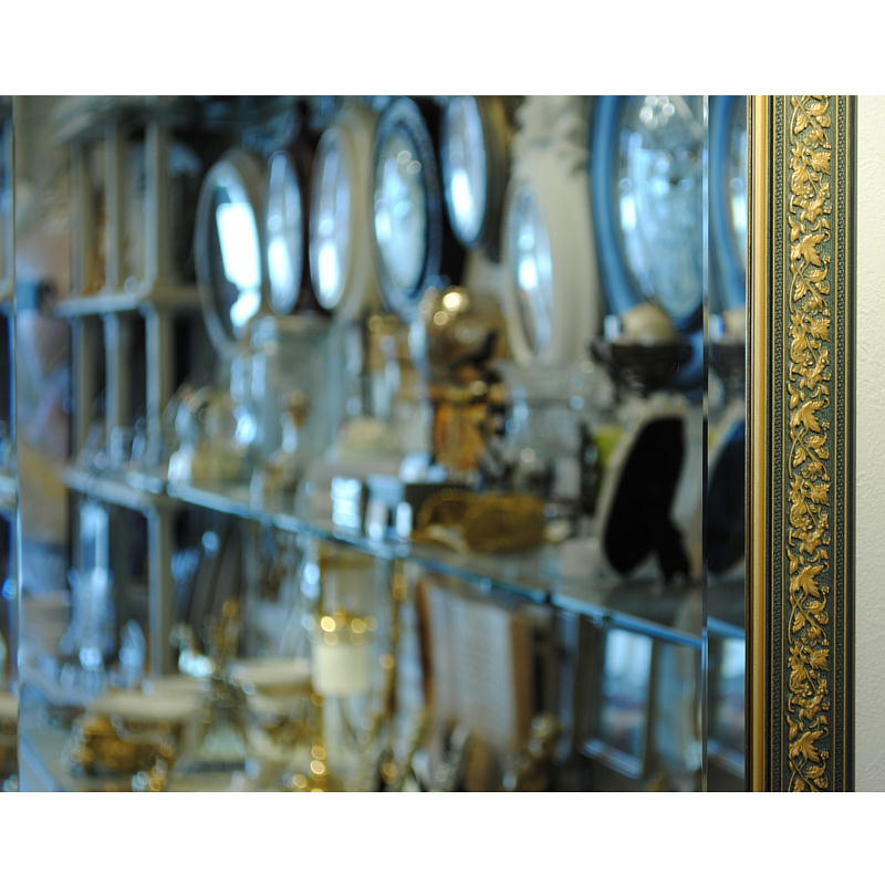 姿見 ウォールミラー おしゃれ 鏡 壁掛け 八角形 木製 イタリアンブルー 緑 ミラー OT アンティーク イタリア製 ベルトーチ BERTOZZI 808407