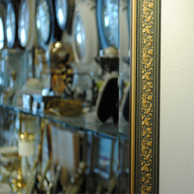 姿見 ウォールミラー おしゃれ 鏡 壁掛け 八角形 木製 イタリアンブルー 緑 ミラー OT アンティーク イタリア製 ベルトーチ BERTOZZI 808407