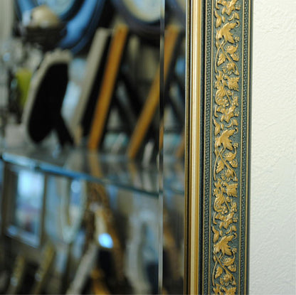 姿見 ウォールミラー おしゃれ 鏡 壁掛け 八角形 木製 イタリアンブルー 緑 ミラー OT アンティーク イタリア製 ベルトーチ BERTOZZI 808407