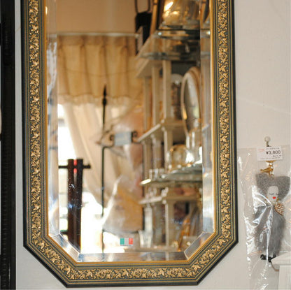 姿見 ウォールミラー おしゃれ 鏡 壁掛け 八角形 木製 イタリアンブルー 緑 ミラー OT アンティーク イタリア製 ベルトーチ BERTOZZI 808407