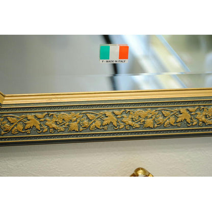 姿見 ウォールミラー おしゃれ 鏡 壁掛け 八角形 木製 イタリアンブルー 緑 ミラー OT アンティーク イタリア製 ベルトーチ BERTOZZI 808407