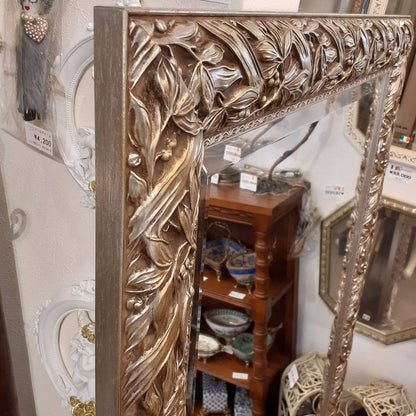 ウォールミラー 特大ミラー おしゃれ 鏡 壁掛け 縦横可 銀 シルバー 木製 アンティーク仕上げ ミラー 長方形鏡 イタリア製 ベルトーチ BERTOZZI 808412