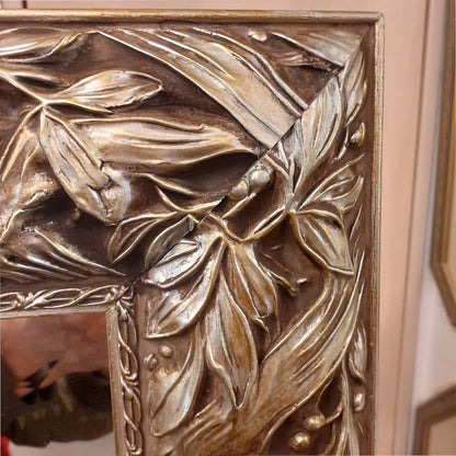 ウォールミラー 特大ミラー おしゃれ 鏡 壁掛け 縦横可 銀 シルバー 木製 アンティーク仕上げ ミラー 長方形鏡 イタリア製 ベルトーチ BERTOZZI 808412