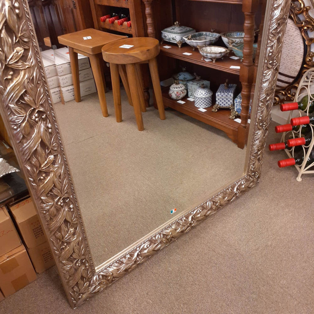 ウォールミラー 特大ミラー おしゃれ 鏡 壁掛け 縦横可 銀 シルバー 木製 アンティーク仕上げ ミラー 長方形鏡 イタリア製 ベルトーチ BERTOZZI 808412