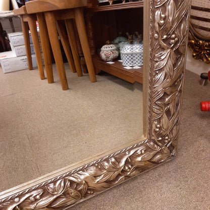 ウォールミラー 特大ミラー おしゃれ 鏡 壁掛け 縦横可 銀 シルバー 木製 アンティーク仕上げ ミラー 長方形鏡 イタリア製 ベルトーチ BERTOZZI 808412