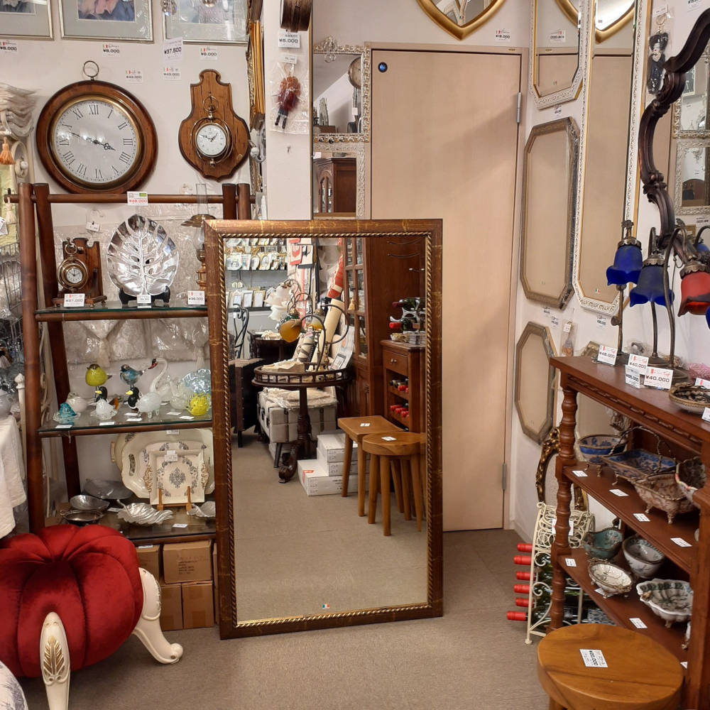 ウォールミラー 特大ミラー おしゃれ 鏡 壁掛け 縦横可 ブラウン ゴールド 木製 アンティーク仕上げ ミラー 長方形鏡 イタリア製 ベルトーチ BERTOZZI 808414