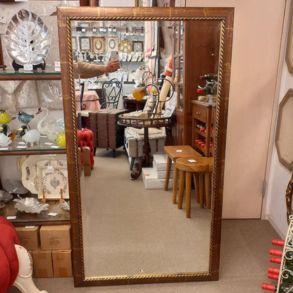 ウォールミラー 特大ミラー おしゃれ 鏡 壁掛け 縦横可 ブラウン ゴールド 木製 アンティーク仕上げ ミラー 長方形鏡 イタリア製 ベルトーチ BERTOZZI 808414