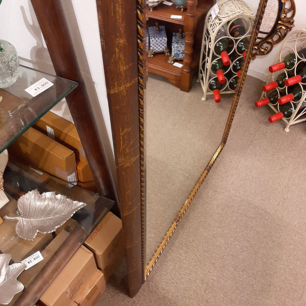 ウォールミラー 特大ミラー おしゃれ 鏡 壁掛け 縦横可 ブラウン ゴールド 木製 アンティーク仕上げ ミラー 長方形鏡 イタリア製 ベルトーチ BERTOZZI 808414