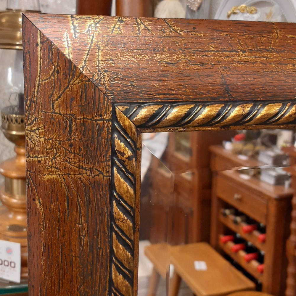 ウォールミラー 特大ミラー おしゃれ 鏡 壁掛け 縦横可 ブラウン ゴールド 木製 アンティーク仕上げ ミラー 長方形鏡 イタリア製 ベルトーチ BERTOZZI 808414