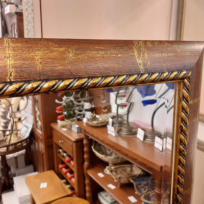 ウォールミラー 特大ミラー おしゃれ 鏡 壁掛け 縦横可 ブラウン ゴールド 木製 アンティーク仕上げ ミラー 長方形鏡 イタリア製 ベルトーチ BERTOZZI 808414