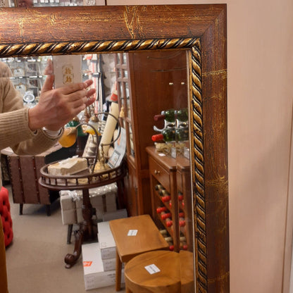 ウォールミラー 特大ミラー おしゃれ 鏡 壁掛け 縦横可 ブラウン ゴールド 木製 アンティーク仕上げ ミラー 長方形鏡 イタリア製 ベルトーチ BERTOZZI 808414