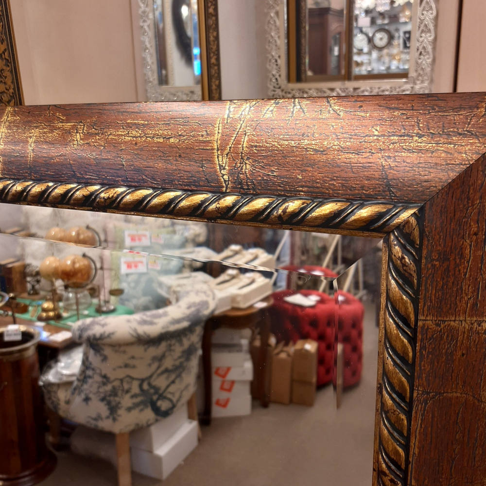 ウォールミラー 特大ミラー おしゃれ 鏡 壁掛け 縦横可 ブラウン ゴールド 木製 アンティーク仕上げ ミラー 長方形鏡 イタリア製 ベルトーチ BERTOZZI 808414