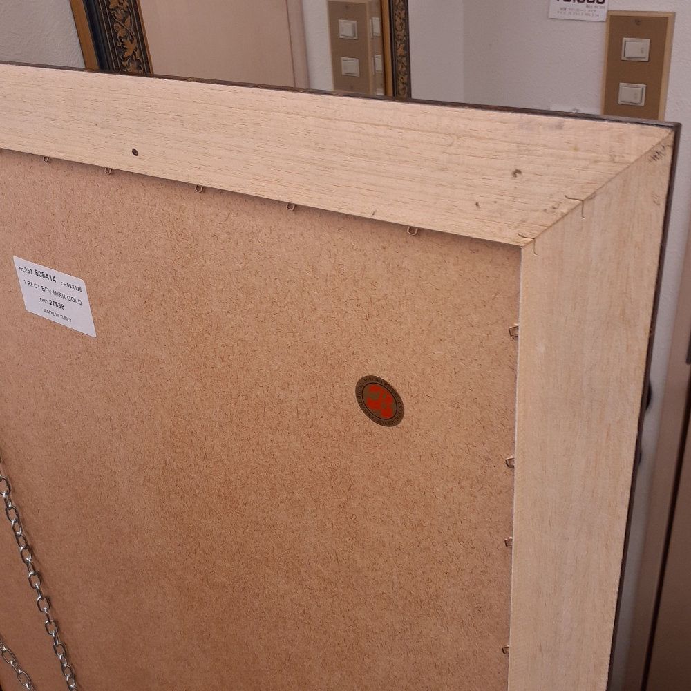 ウォールミラー 特大ミラー おしゃれ 鏡 壁掛け 縦横可 ブラウン ゴールド 木製 アンティーク仕上げ ミラー 長方形鏡 イタリア製 ベルトーチ BERTOZZI 808414