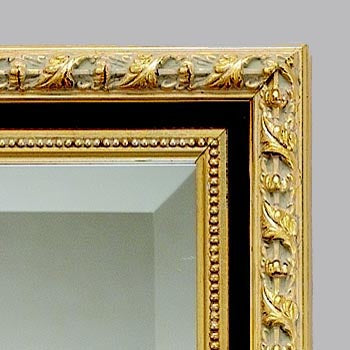 ウォールミラー おしゃれ 鏡 壁掛け 長方形 スクエア 木製 ミラー RT 金 黒 アンティーク イタリア製 ベルトッツィ BERTOZZI 808436