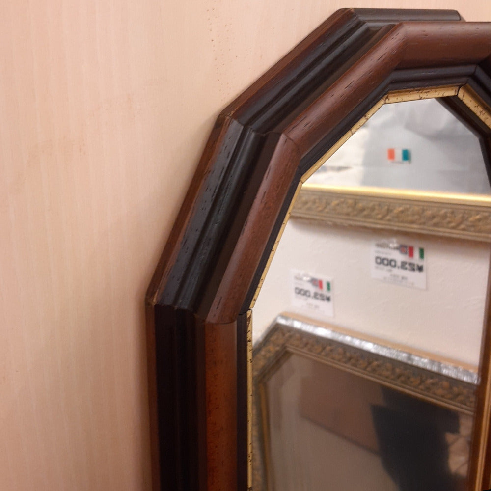 ウォールミラー 姿見 姿見鏡 ミラー おしゃれ 鏡 壁掛け鏡 木製 アンティーク仕上げ ミラー 八角形鏡 イタリア製 ベルトーチ BERTOZZI 808540