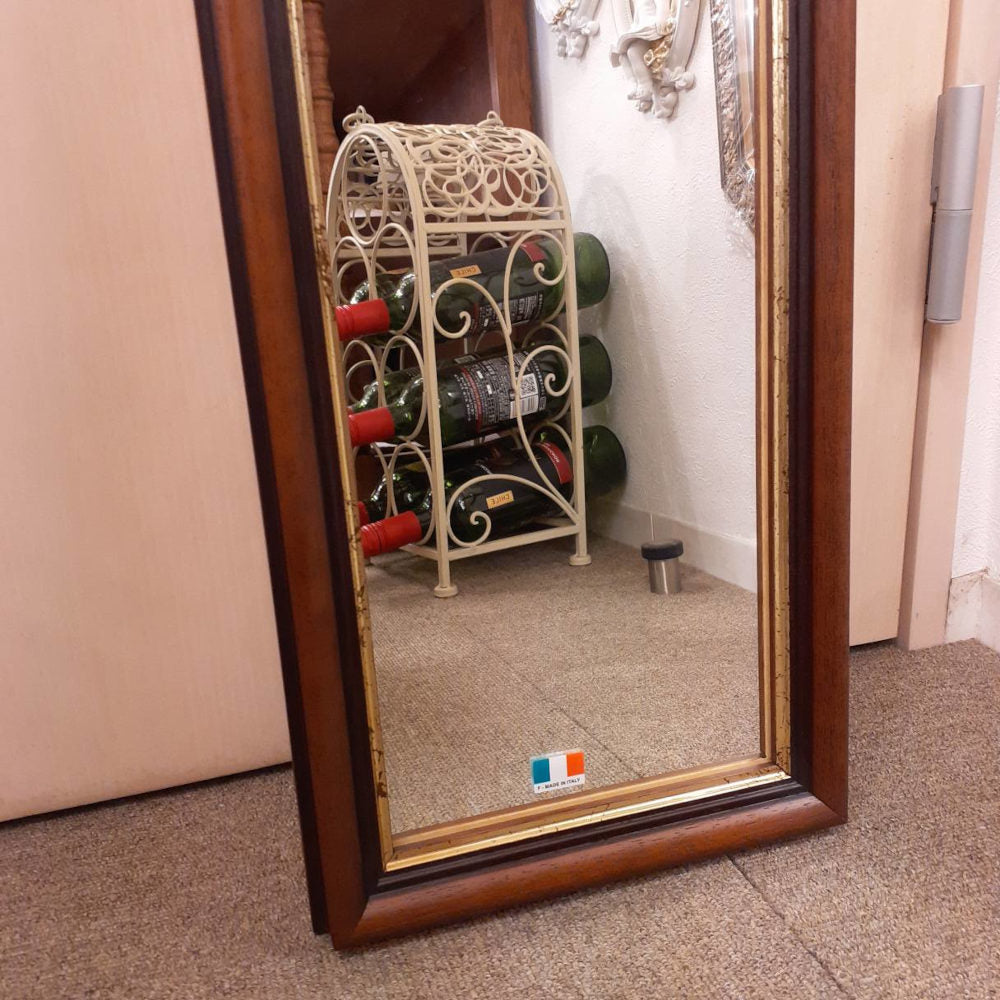 ウォールミラー 姿見 姿見鏡 ミラー おしゃれ 鏡 壁掛け鏡 木製 アンティーク仕上げ ミラー 八角形鏡 イタリア製 ベルトーチ BERTOZZI 808540