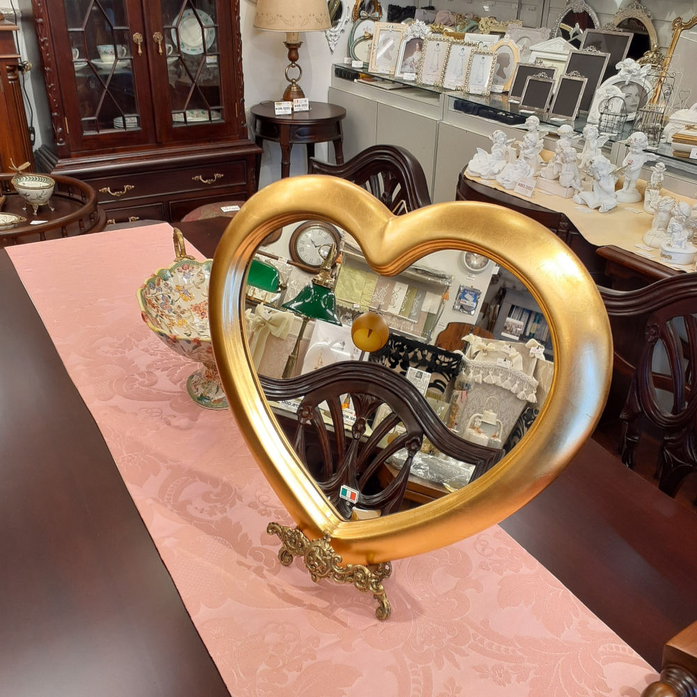 ウォール ハート ミラー ゴールド 金 純金箔 壁掛け 鏡 お姫様 イタリア製 雑貨 BERTOZZI ベルトッツィ 808690