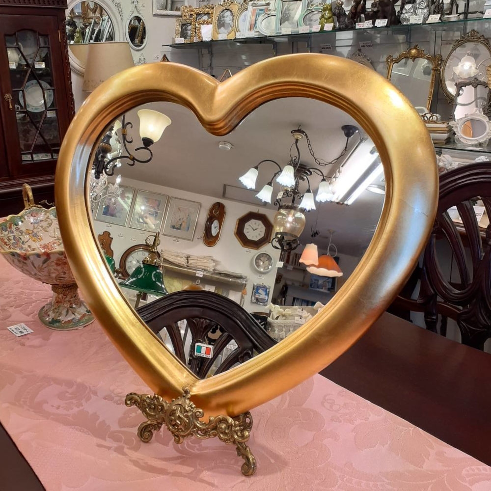 ウォール ハート ミラー ゴールド 金 純金箔 壁掛け 鏡 お姫様 イタリア製 雑貨 BERTOZZI ベルトッツィ 808690