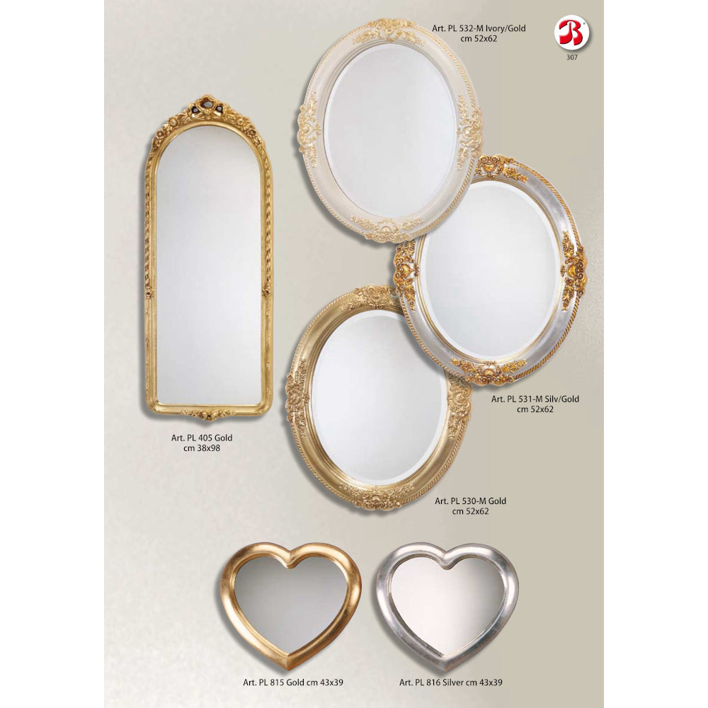 ウォール ハート ミラー ゴールド 金 純金箔 壁掛け 鏡 お姫様 イタリア製 雑貨 BERTOZZI ベルトッツィ 808690