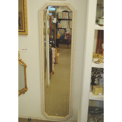 姿見 ウォールミラー おしゃれ 鏡 壁掛け 八角形 木製 白 ホワイト ゴールド ミラー OT アンティーク イタリア製 ベルトーチ BERTOZZI 808837