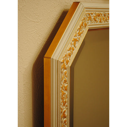 姿見 ウォールミラー おしゃれ 鏡 壁掛け 八角形 木製 白 ホワイト ゴールド ミラー OT アンティーク イタリア製 ベルトーチ BERTOZZI 808837