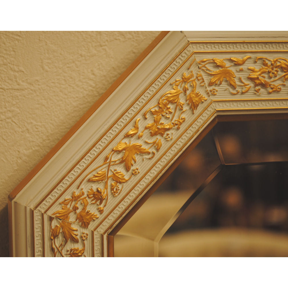 姿見 ウォールミラー おしゃれ 鏡 壁掛け 八角形 木製 白 ホワイト ゴールド ミラー OT アンティーク イタリア製 ベルトーチ BERTOZZI 808837