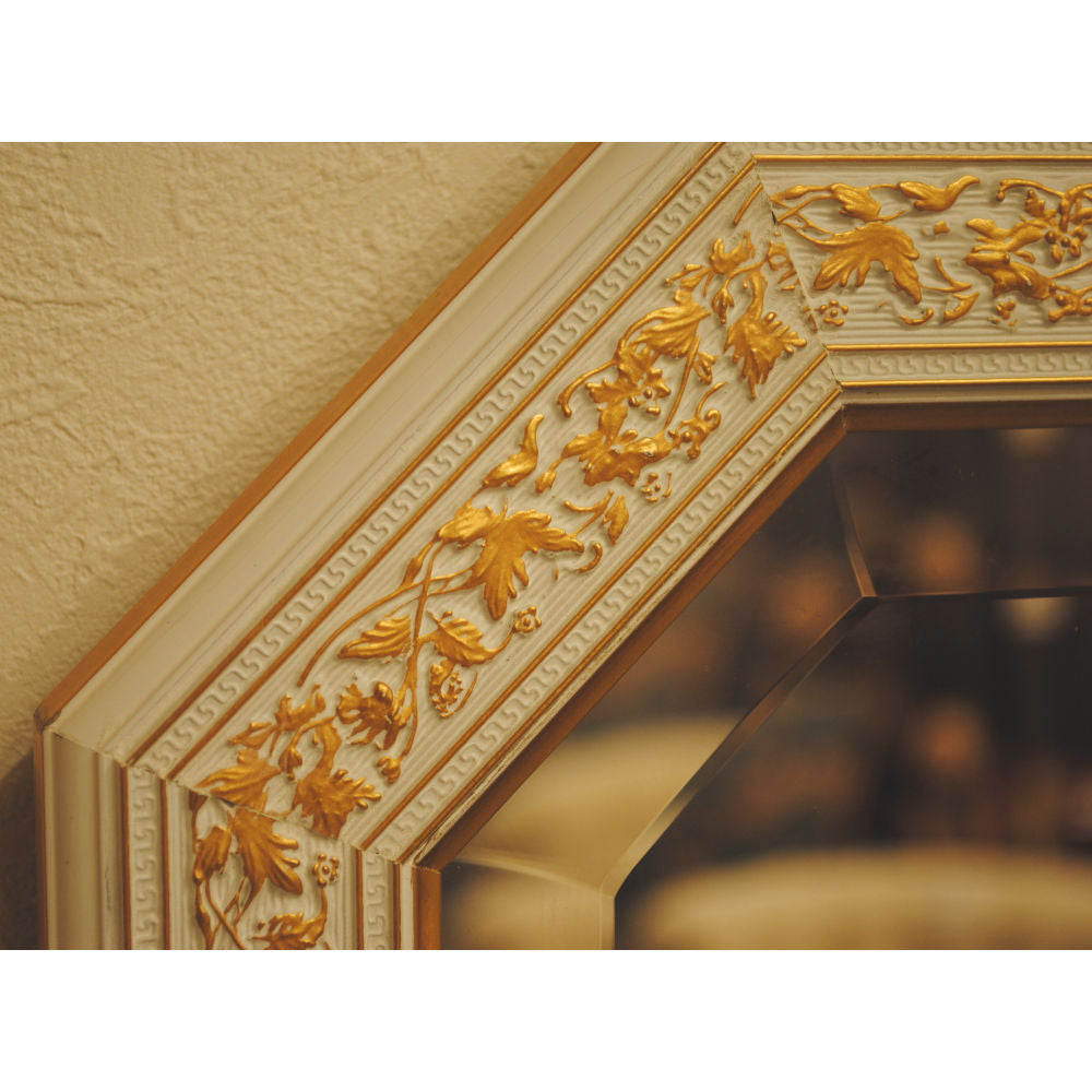 姿見 ウォールミラー おしゃれ 鏡 壁掛け 八角形 木製 白 ホワイト ゴールド ミラー OT アンティーク イタリア製 ベルトーチ BERTOZZI 808837