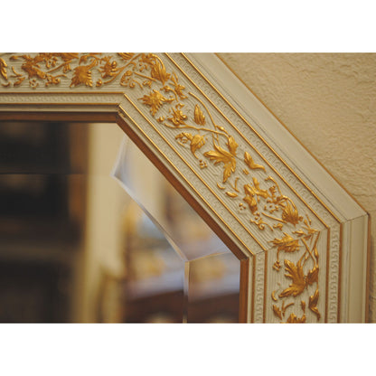 姿見 ウォールミラー おしゃれ 鏡 壁掛け 八角形 木製 白 ホワイト ゴールド ミラー OT アンティーク イタリア製 ベルトーチ BERTOZZI 808837