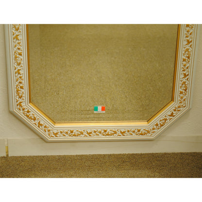 姿見 ウォールミラー おしゃれ 鏡 壁掛け 八角形 木製 白 ホワイト ゴールド ミラー OT アンティーク イタリア製 ベルトーチ BERTOZZI 808837