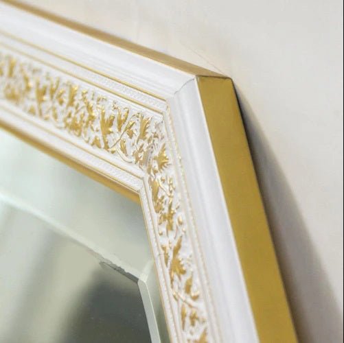 姿見 ウォールミラー おしゃれ 鏡 壁掛け 八角形 木製 白 ホワイト ゴールド ミラー OT アンティーク イタリア製 ベルトーチ BERTOZZI 808837