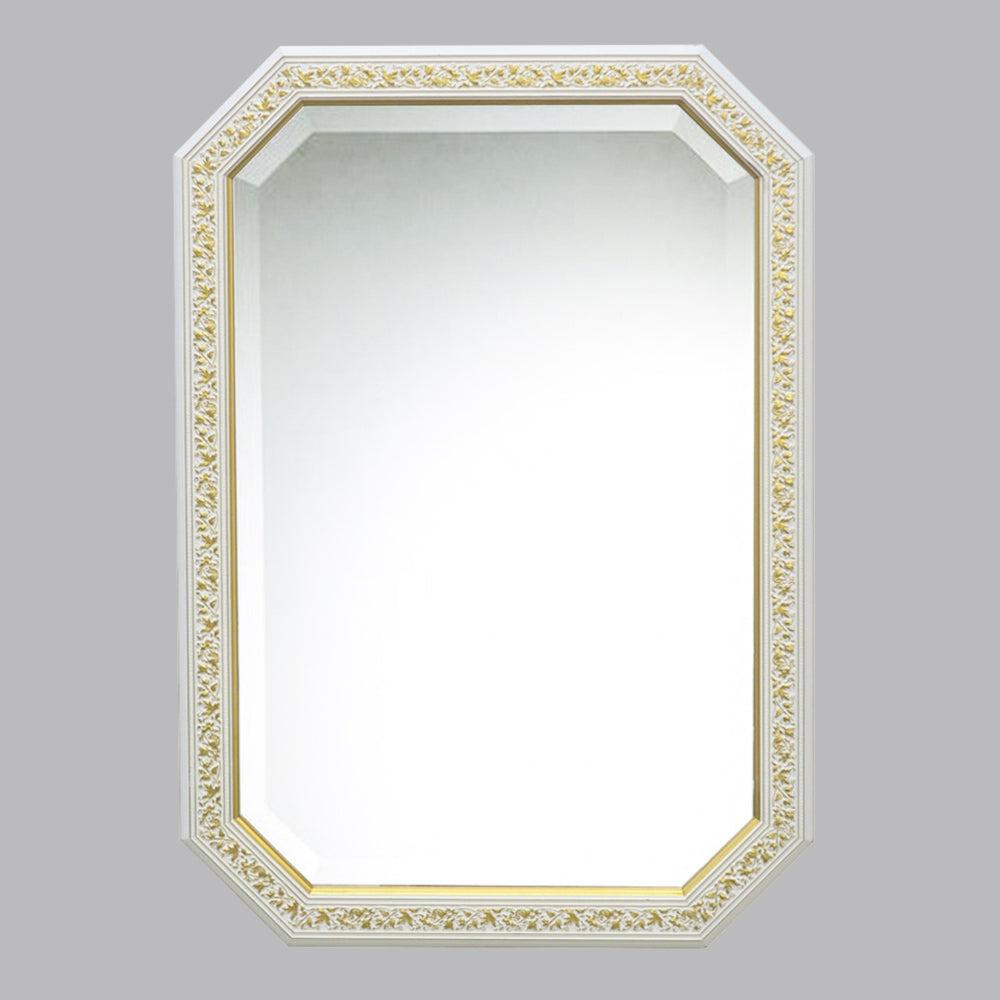 ウォールミラー おしゃれ 鏡 壁掛け 八角形 木製 白 ホワイト ゴールド ミラー OT アンティーク イタリア製 ベルトーチ BERTOZZI 808838