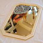 ウォールミラー おしゃれ 鏡 壁掛け 八角形 木製 白 ホワイト ゴールド ミラー OT アンティーク イタリア製 ベルトーチ BERTOZZI 808838