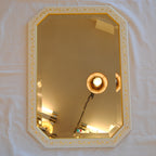 ウォールミラー おしゃれ 鏡 壁掛け 八角形 木製 白 ホワイト ゴールド ミラー OT アンティーク イタリア製 ベルトーチ BERTOZZI 808838