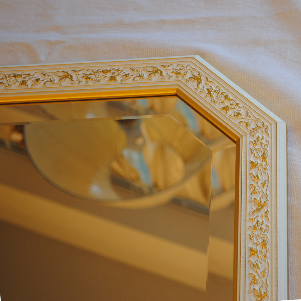 ウォールミラー おしゃれ 鏡 壁掛け 八角形 木製 白 ホワイト ゴールド ミラー OT アンティーク イタリア製 ベルトーチ BERTOZZI 808838