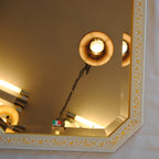 ウォールミラー おしゃれ 鏡 壁掛け 八角形 木製 白 ホワイト ゴールド ミラー OT アンティーク イタリア製 ベルトーチ BERTOZZI 808838