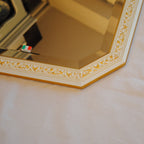 ウォールミラー おしゃれ 鏡 壁掛け 八角形 木製 白 ホワイト ゴールド ミラー OT アンティーク イタリア製 ベルトーチ BERTOZZI 808838