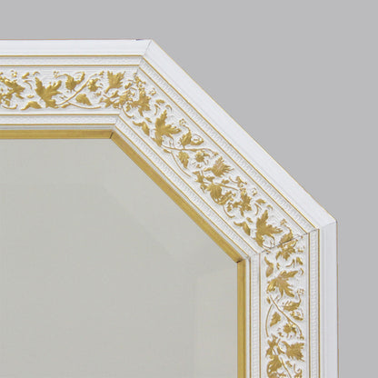 ウォールミラー おしゃれ 鏡 壁掛け 八角形 木製 白 ホワイト ゴールド ミラー OT アンティーク イタリア製 ベルトーチ BERTOZZI 808838