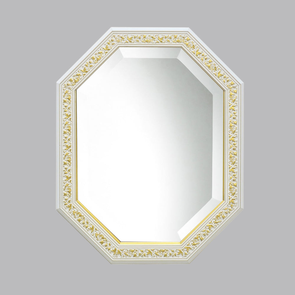 ウォールミラー おしゃれ 鏡 壁掛け 八角形 隅切り 木製 ミラー OT 白 ホワイト ゴールド アンティーク イタリア製 ベルトーチ BERTOZZI 808839