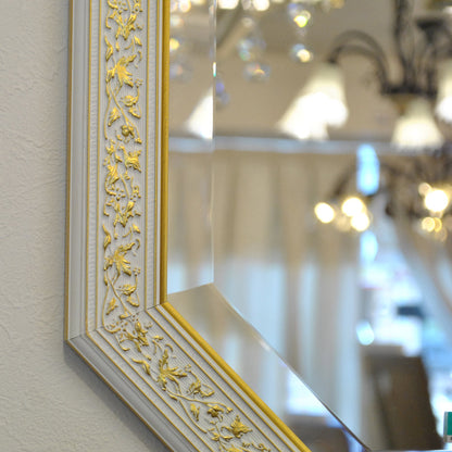 ウォールミラー おしゃれ 鏡 壁掛け 八角形 隅切り 木製 ミラー OT 白 ホワイト ゴールド アンティーク イタリア製 ベルトーチ BERTOZZI 808839