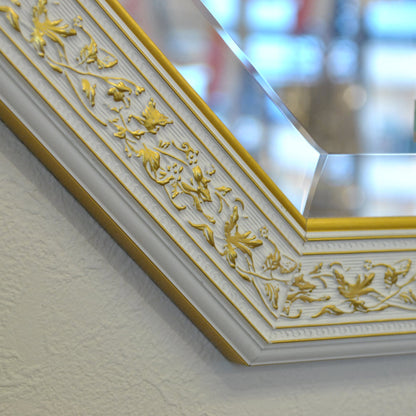 ウォールミラー おしゃれ 鏡 壁掛け 八角形 隅切り 木製 ミラー OT 白 ホワイト ゴールド アンティーク イタリア製 ベルトーチ BERTOZZI 808839