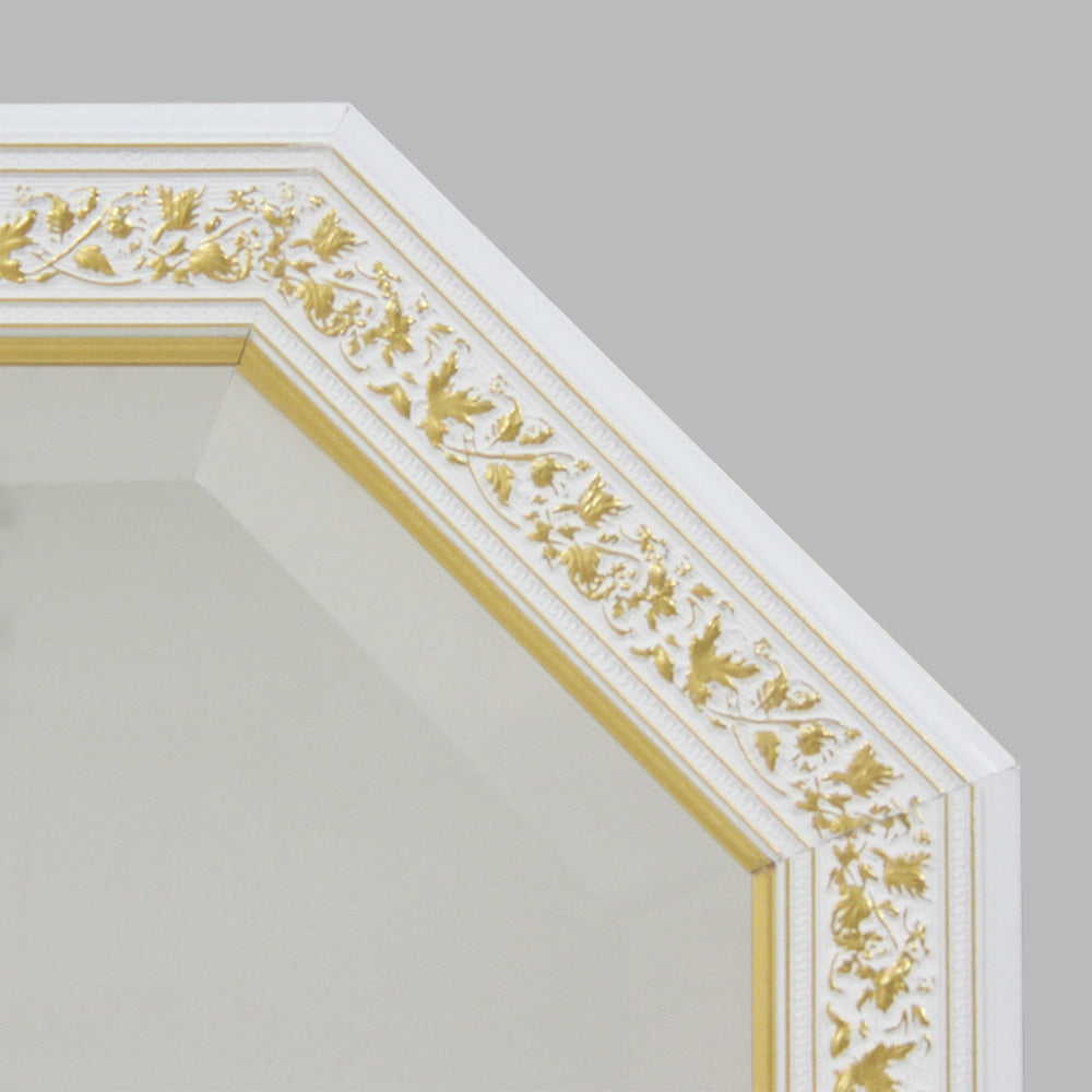 ウォールミラー おしゃれ 鏡 壁掛け 八角形 隅切り 木製 ミラー OT 白 ホワイト ゴールド アンティーク イタリア製 ベルトーチ BERTOZZI 808839