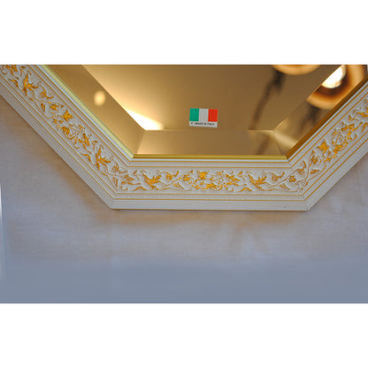 ウォールミラー おしゃれ 鏡 壁掛け 八角形 隅切り 木製 ミラー OT 白 ホワイト ゴールド アンティーク イタリア製 ベルトーチ BERTOZZI 808839