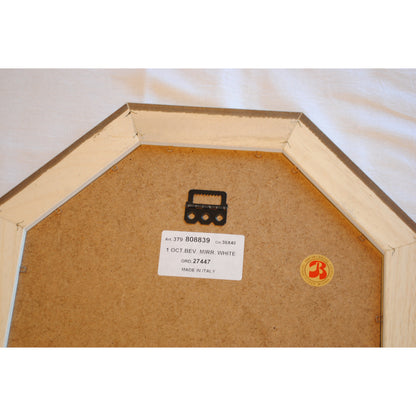 ウォールミラー おしゃれ 鏡 壁掛け 八角形 隅切り 木製 ミラー OT 白 ホワイト ゴールド アンティーク イタリア製 ベルトーチ BERTOZZI 808839